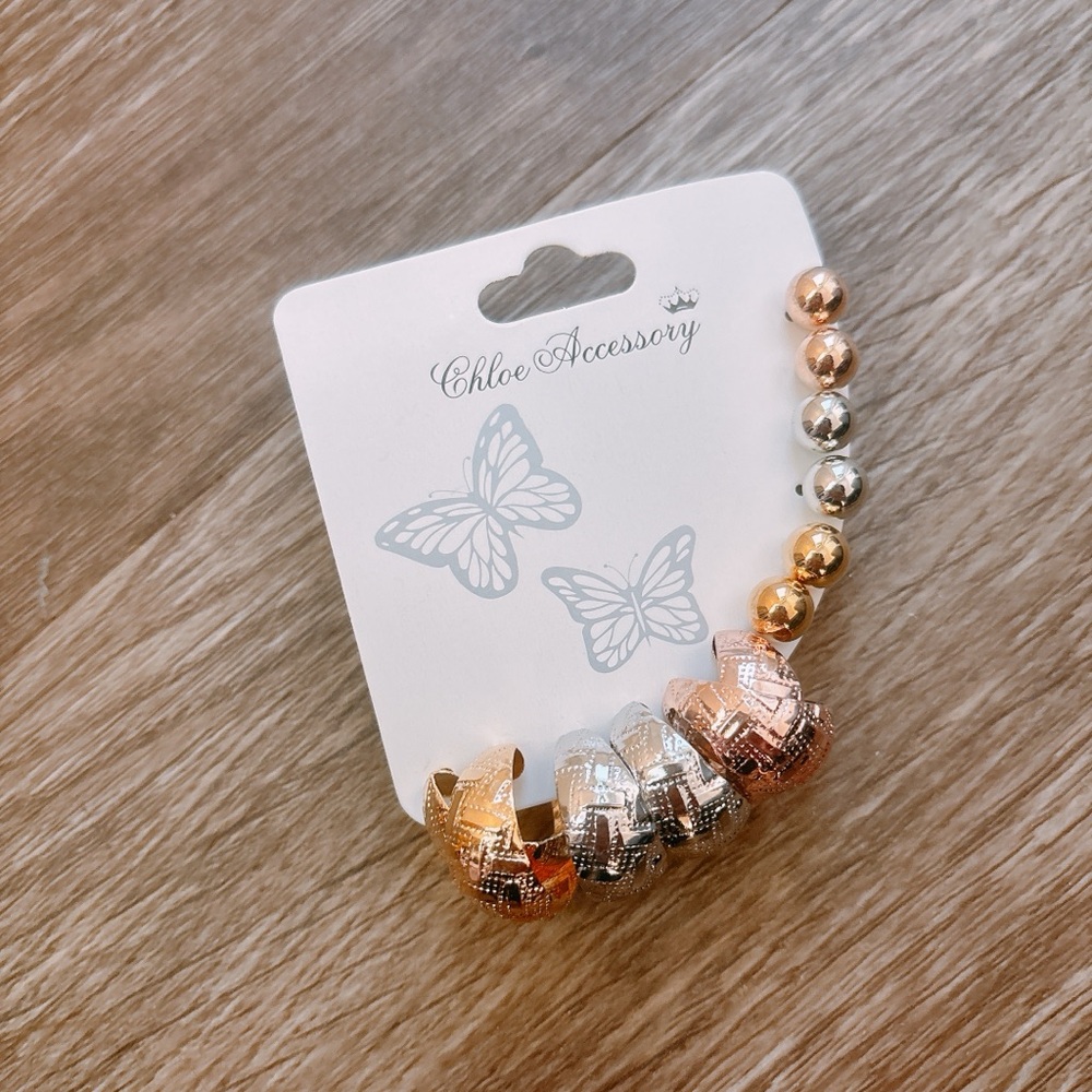 Gold and Silver Earrings Set